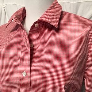 J. Crew red gingham perfect stretch shirt medium